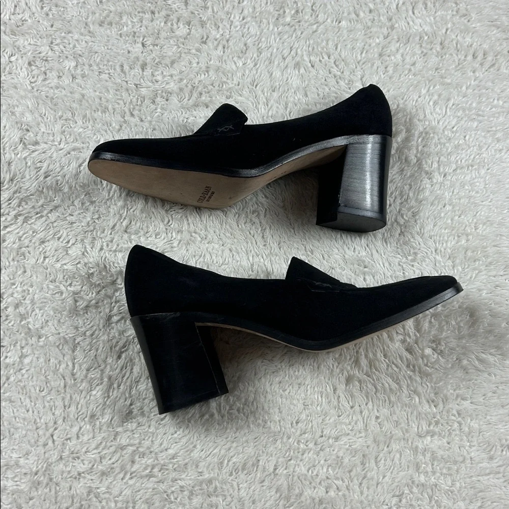 Cole‎ Haan black suede chunky heel loafers, size 6